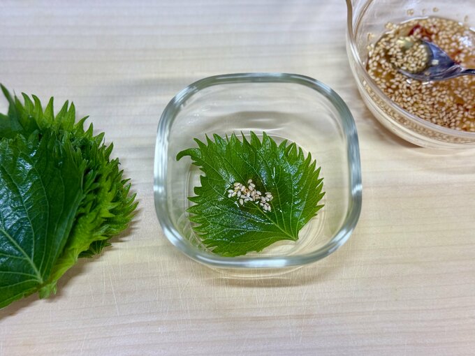 青ジソのやみつき漬け　調理過程