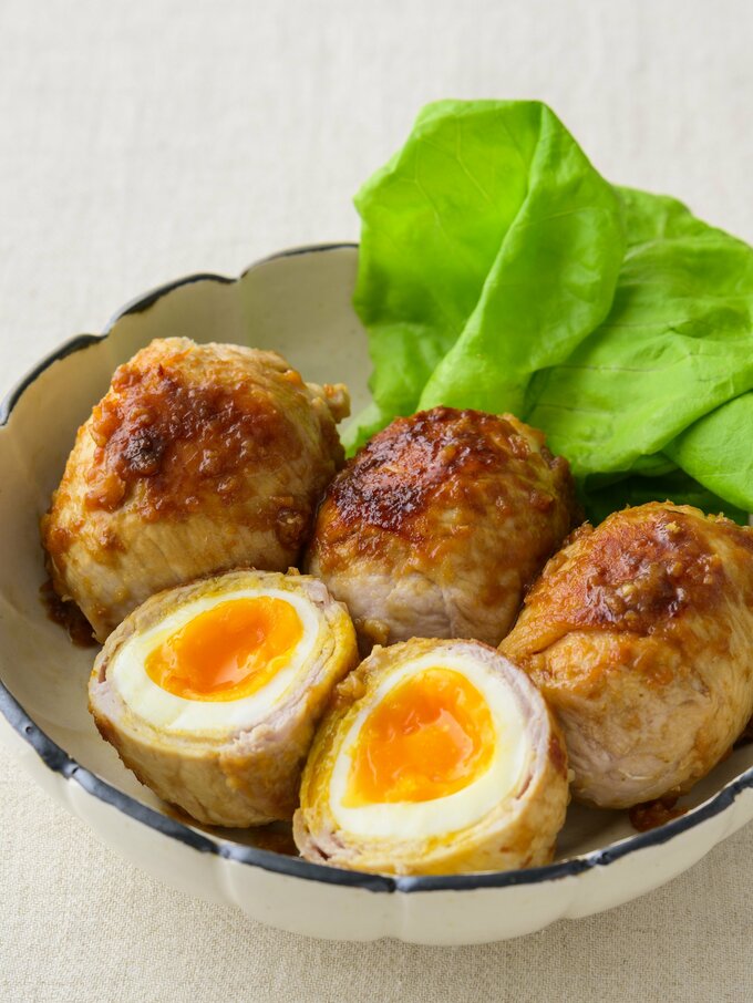 半熟卵のポーク巻き