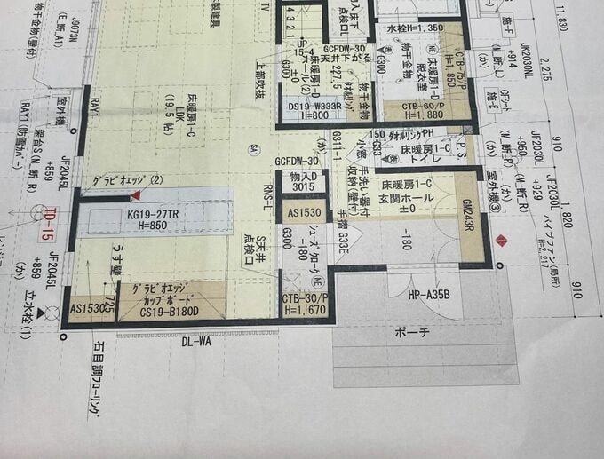 玄関回りの平面図