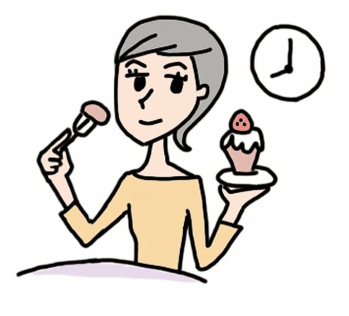 イラストケーキ食べる女性