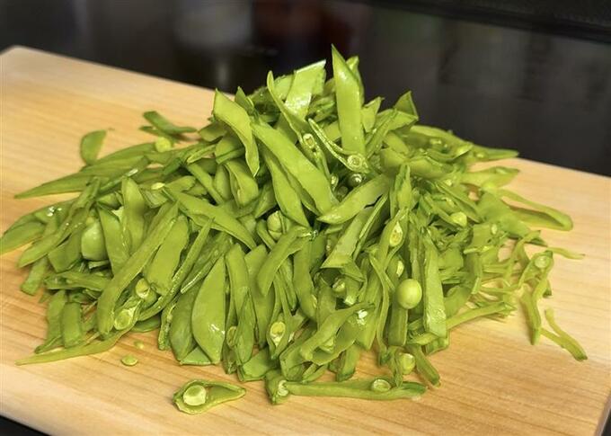 絹さやのきんぴら　調理過程