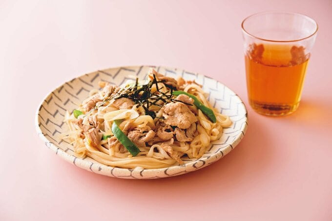 豚こまとピーマンの焼きうどん