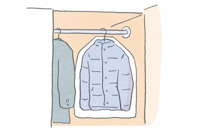 ダウンジャケットを保管するイラスト