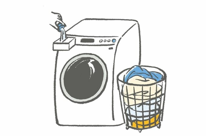 洗濯機と洗濯カゴ