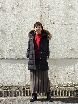 GUのアイテムで、ダウンコートをあか抜けコーデ！