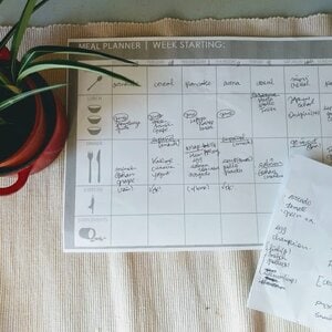 献立カレンダーはキッチンにはっています