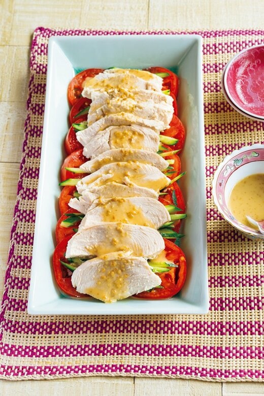 蒸し鶏の棒々鶏風