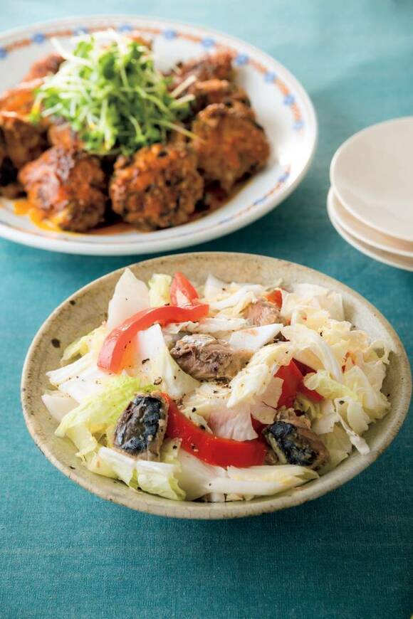 サバ缶と白菜のホットサラダ
