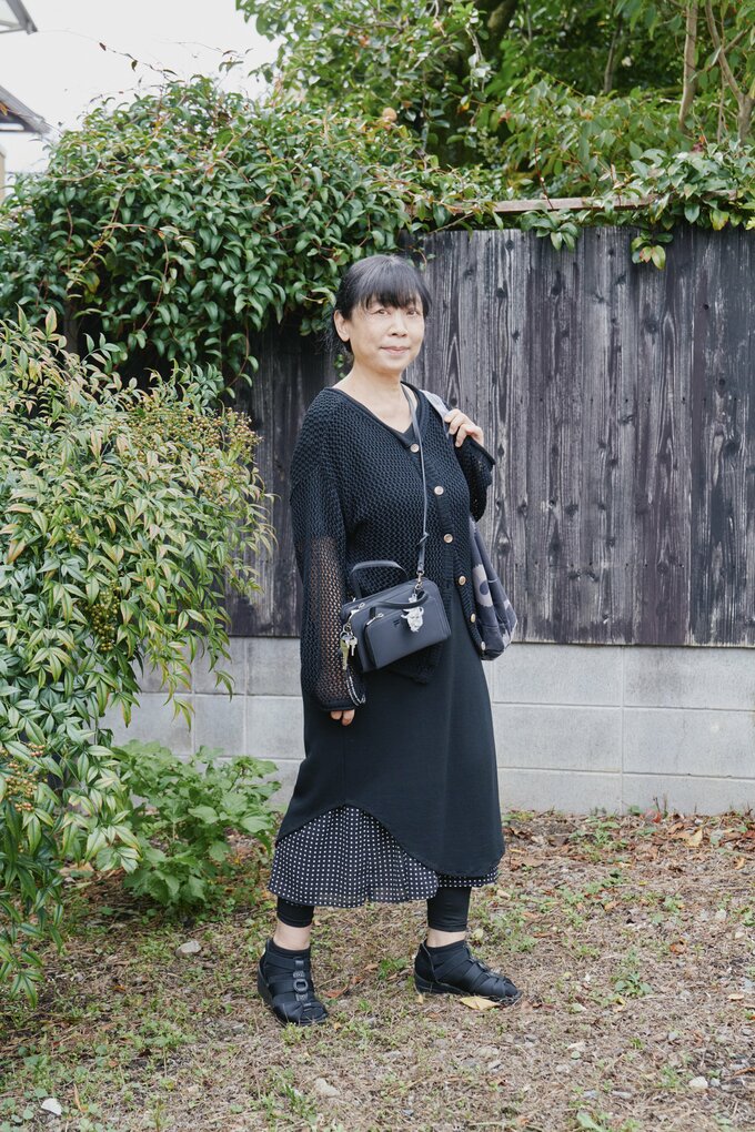 リメイクした服を着ているえりさん