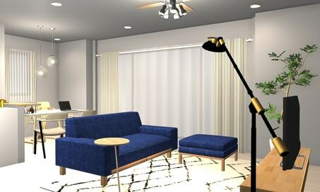 コーディネート例：予算50万円、中古マンション購入を機に、カフェ風インテリアに