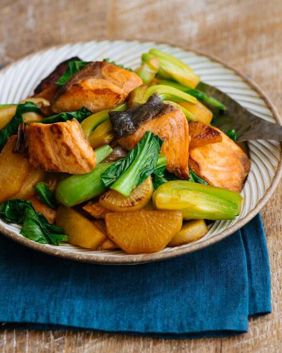 大根と鮭のバターじょうゆ炒め