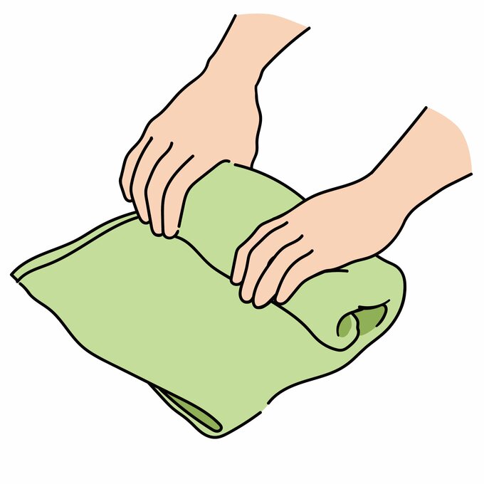 フェイスタオルを筒状に丸める