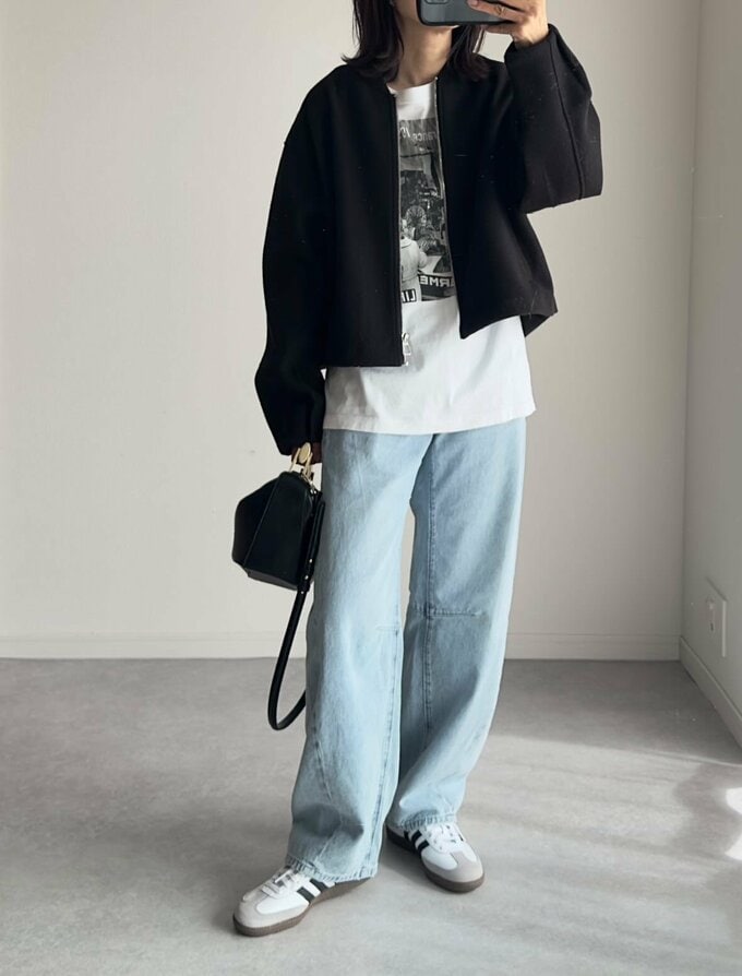 ユミさんGU「バレルレッグジーンズ」コーデ2