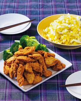 低糖質のカレー竜田揚げ献立。買い物リストつき＜1週間ダイエット献立／月曜日＞