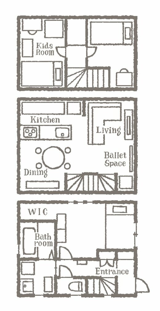 3階建ての戸建ての間取り