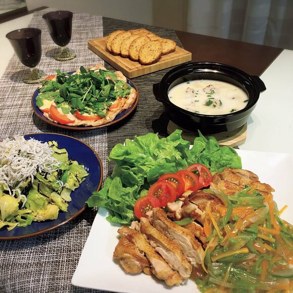 彩り豊かな春野菜を使った夕食づくり