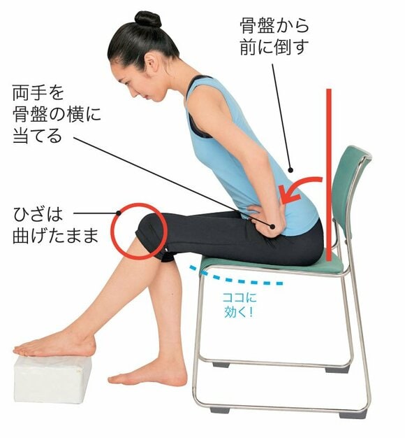 上半身を倒しもも裏を伸ばして30秒リリース