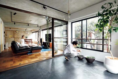 【マンションリノベ事例】LDKに隣接する個室を土間風サンルームに！100㎡超えの大空間を楽しむ