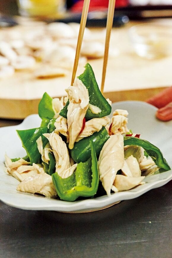 ササミとピーマンの煮びたし