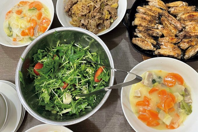 野菜とタンパク質を中心としたランチ