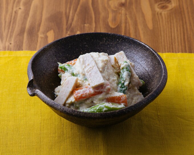 サラダチキンとアスパラガス