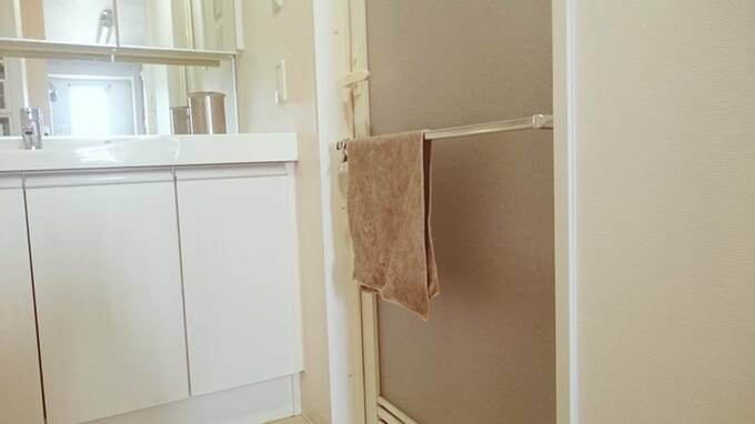 フェイスタオルをひっかける