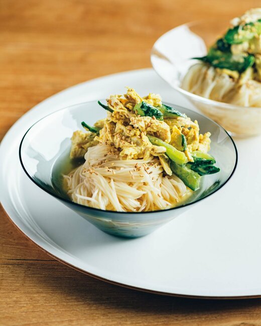キュウリとササミのマヨカレーあえ麺