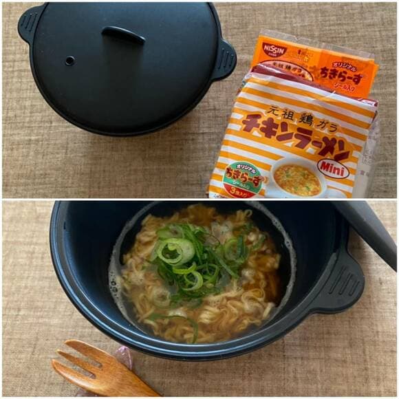 鍋にチキンラーメン