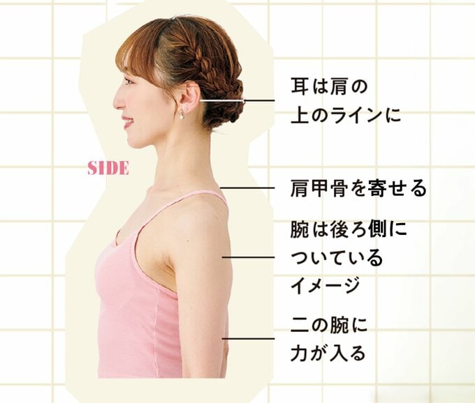 背筋が伸びている女性の横顔