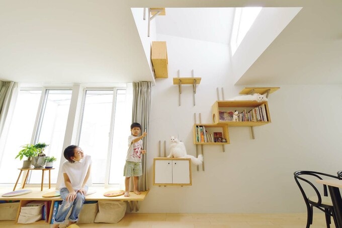 3階まで続く箱型ステップ