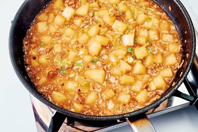 フライパンに麻婆大根