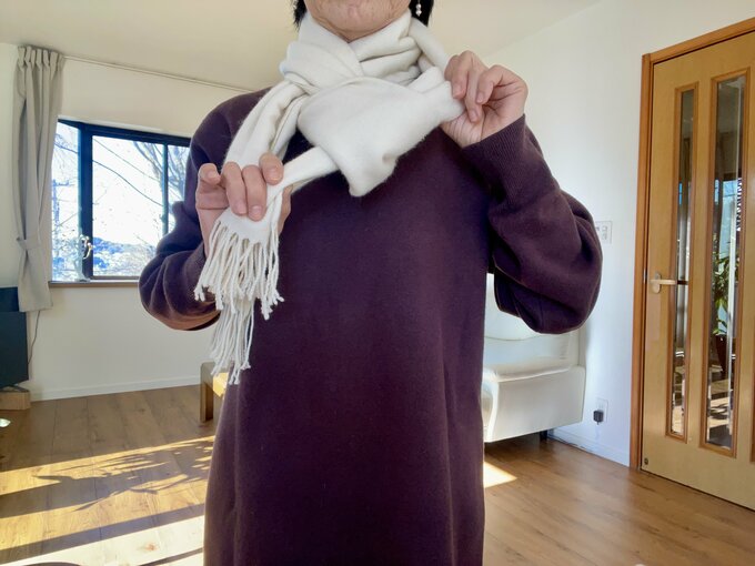 (4)残りの片端を輪の中に引き込む。