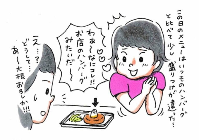 いつもと盛りつけが違う