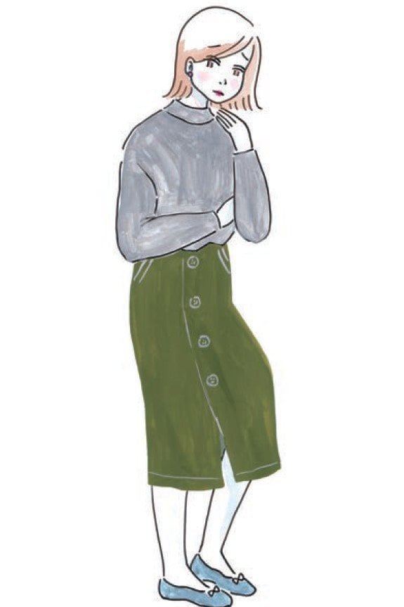 控え目な女性のイラスト