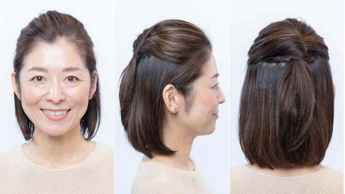 完成したハーフアップ