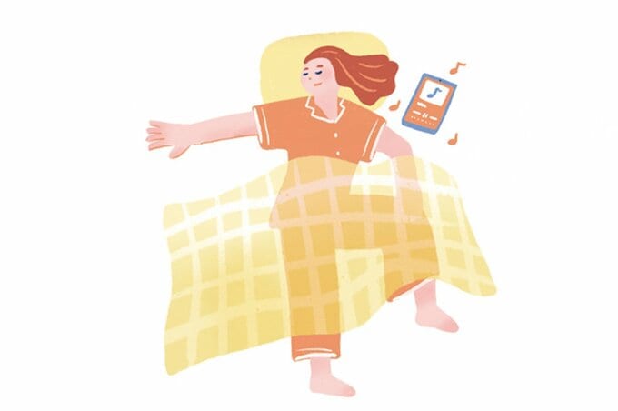 寝た状態でヨガをする女性のイラスト