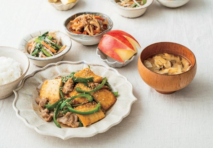 豚ピーマン炒め献立