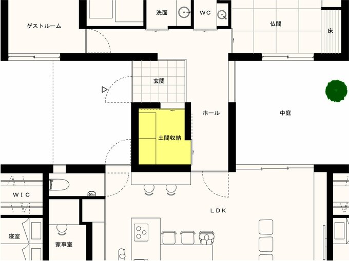玄関に土間収納の部屋がある図面