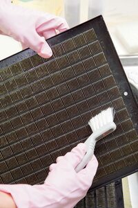 細かい部分は両面ブラシで