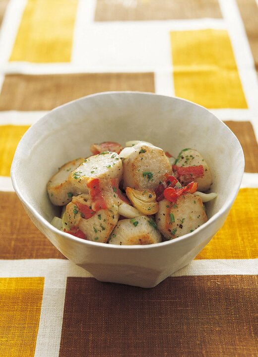 サツマイモとベーコンのホットサラダ