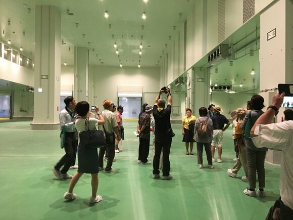 マグロ用の市場だけ床面が緑色