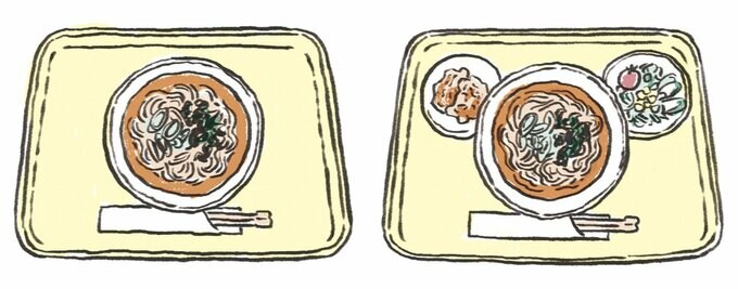 おぼんにのった2種類の食事