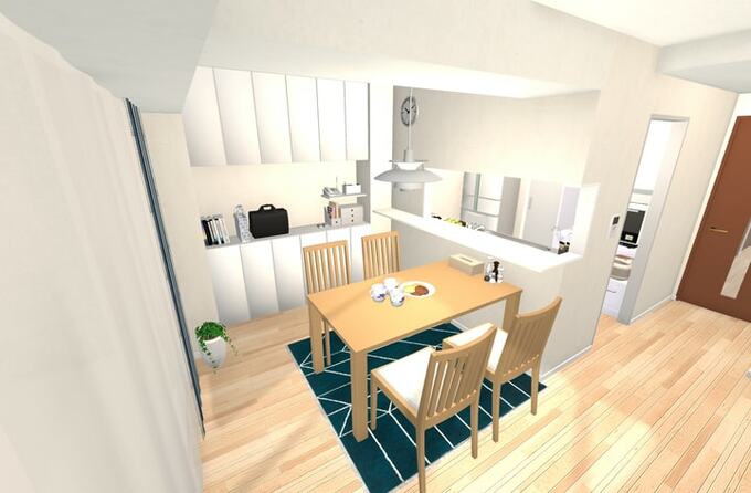 家具屋さんにオーダーして、造作の収納スペースをつくった例