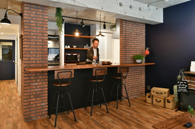 タモ材のキッチンカウンター