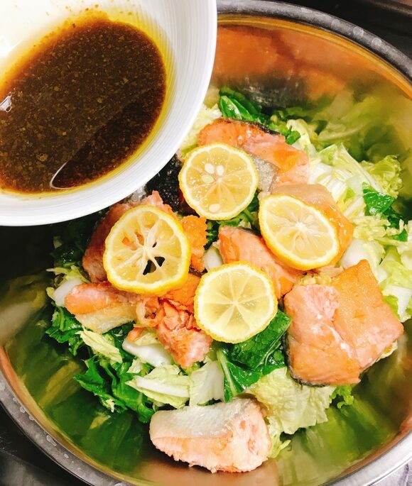 ユズを入れてざっと混ぜる