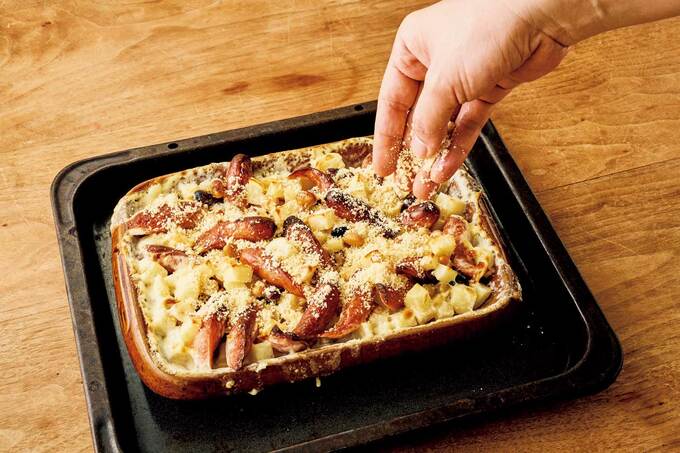 ミックスビーンズとジャガイモのグラタンの製作過程