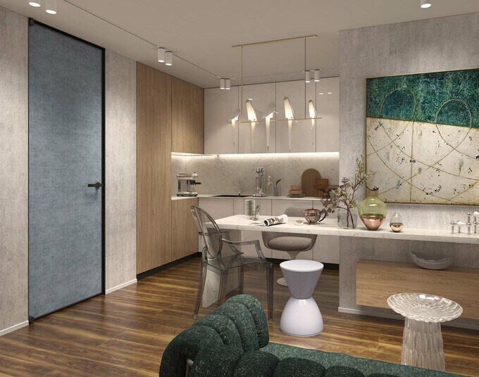 天井まであるドアの壁紙