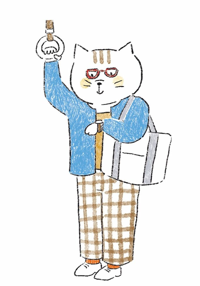 つり革つかむねこ