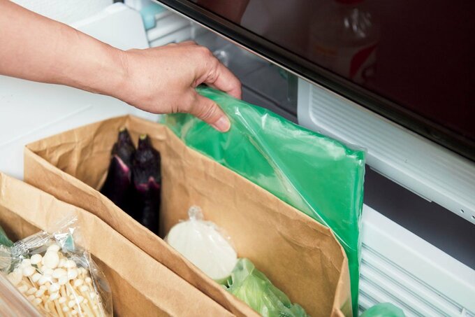 緑保存袋を野菜室に