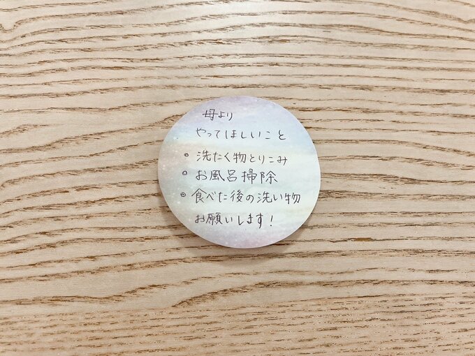 メモに家族にやってほしいことを書きこむ図